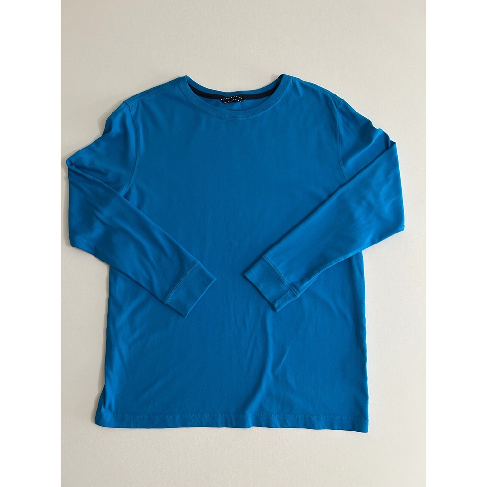 Lands End Womens XL 18-20 Blue Long Sleeve Cotton Crew Neck T-Shirt